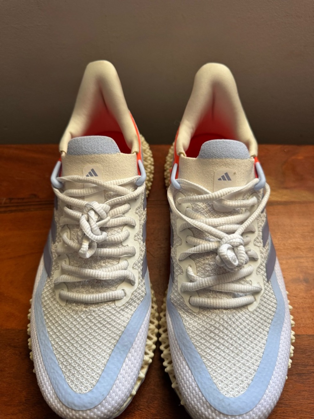 adidas Women’s Breathable Sneakers in White and Light Blue with Coral Lining